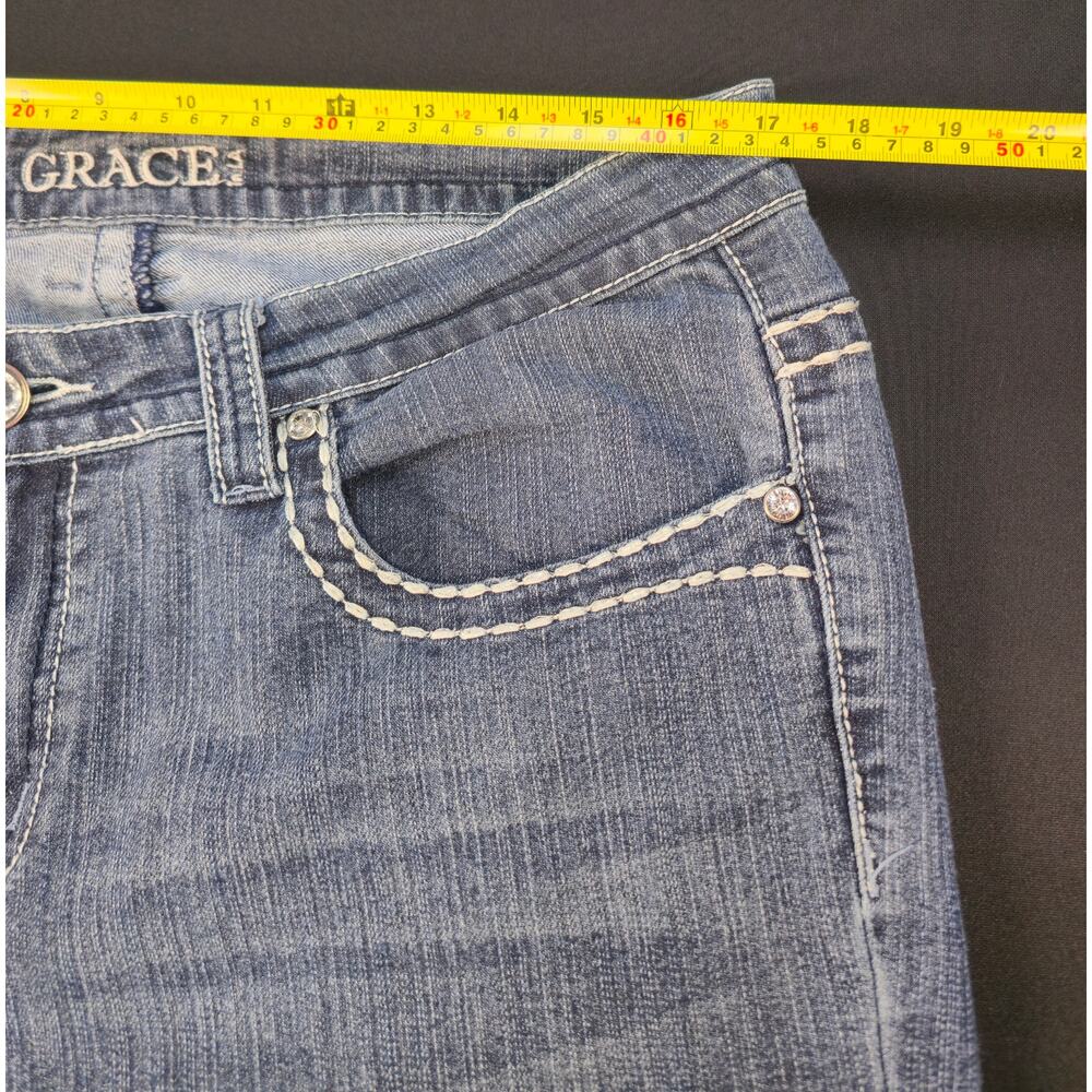 Grace in LA Size 17 Womens Bootcut Stretch Jeans Rhinestone Embellished Pockets - Picture 7 of 13